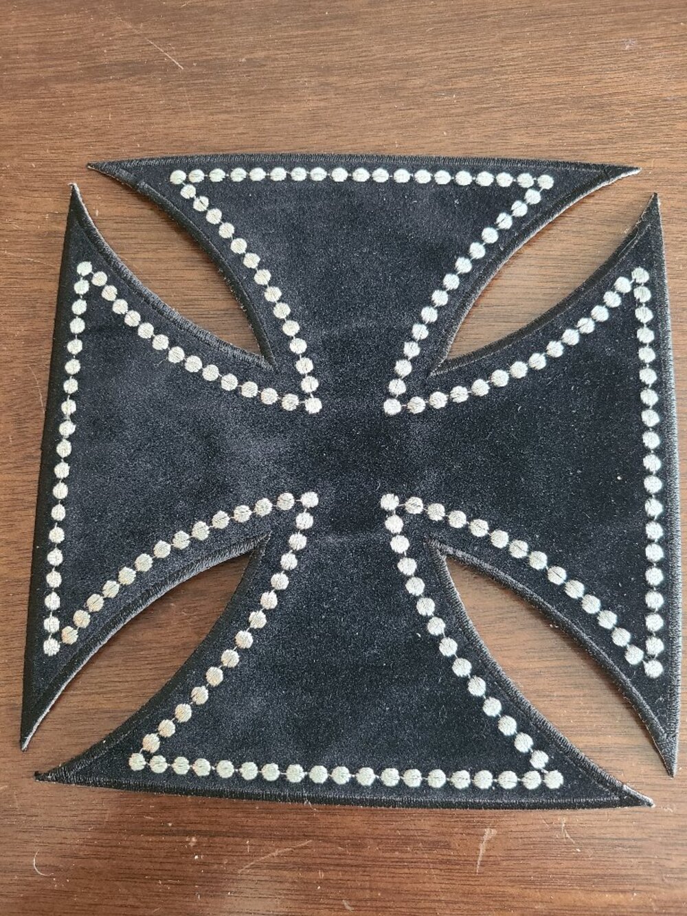 Large Iron Cross Maltese Cross Beaded Style Border Embroidered Back Patch NEW